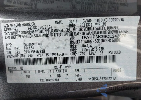 2012 Ford Focus Se z USA, uszkodzony, nr VIN 1FAHP3K29CL242079